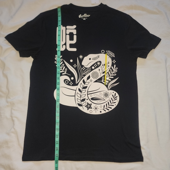 Black graphic women's T-shirt with white design, size small. - Picture 3 of 4